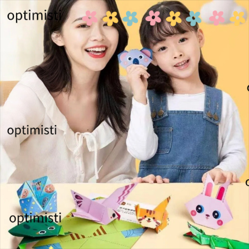 OPTIMISTI Puzzle Origami, Sách Origami họa tiết động vật trẻ em, Origami thủ công ngộ nghĩnh DIY 15 