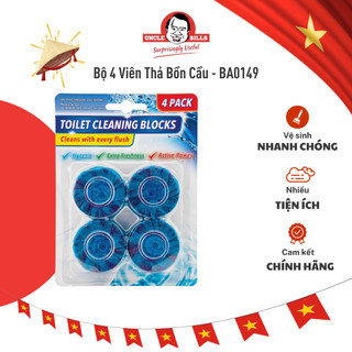 Bộ 4 viên thả bồn cầu uncle bills làm sạch, tẩy bồn cầu, khử vi khuẩn, không khí cao cấp - ba0149