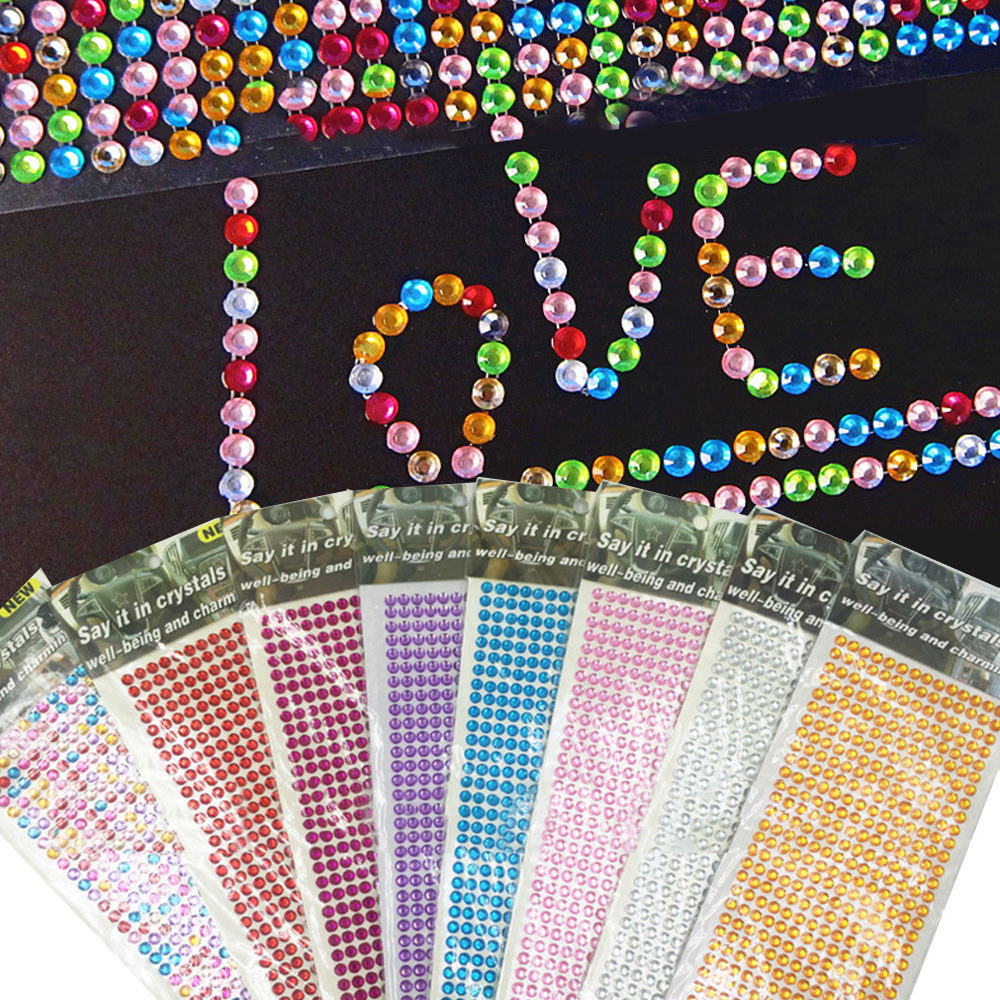 YAHUI Sticker đá nhựa Acrylic 504 viên sẵn keo trang trí mặt tiệc tùng cho bé làm đồ handmade