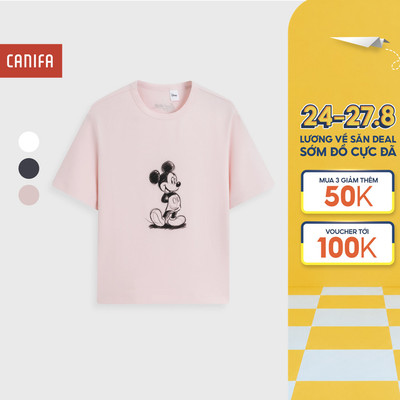 Áo phông nữ CANIFA áo thun cộc tay chất cotton pha mềm mịn co giãn 6TS26S003