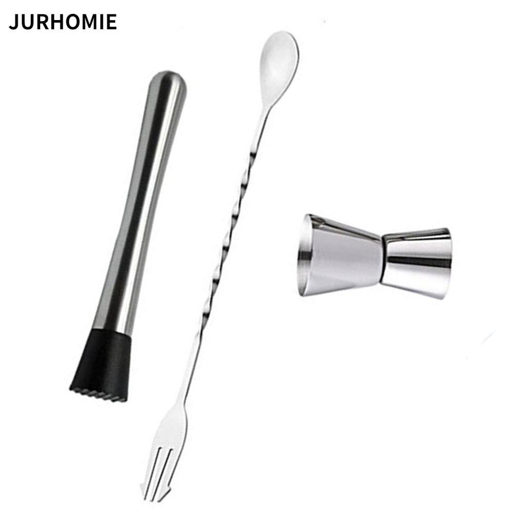 Bộ dụng cụ thanh JURHOMIE, Bộ thìa cầm dài bằng thép không gỉ Cocktail Muddler, Thiết thực hai mặt J