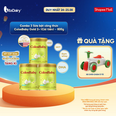 [COMBO 3 LON] Sữa bột ColosBaby Gold 2+ cải tiến cho trẻ trên 2 tuổi – Bổ sung dinh dưỡng cho bé – Lon 800g