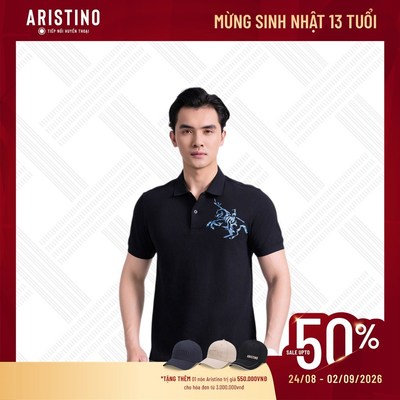 [ARISTINO x NHAN PHÚC VINH] BST Đan Lát Áo polo nam tay ngắn ARISTINO regular Fit thấm hút mồ hôi APS137AS4