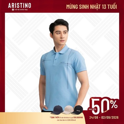 Áo polo ngắn tay ARISTINO phom suông nhẹ, chất liệu cotton mềm mại, thoáng khí - APS044S3