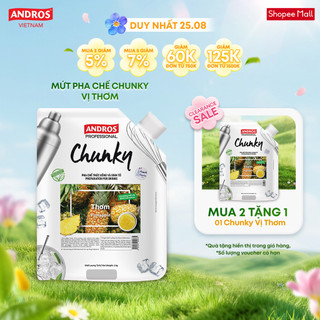 Mứt trái cây pha chế thơm - có miếng trái cây thật - nguyên liệu pha chế - andros chunky - 1kg