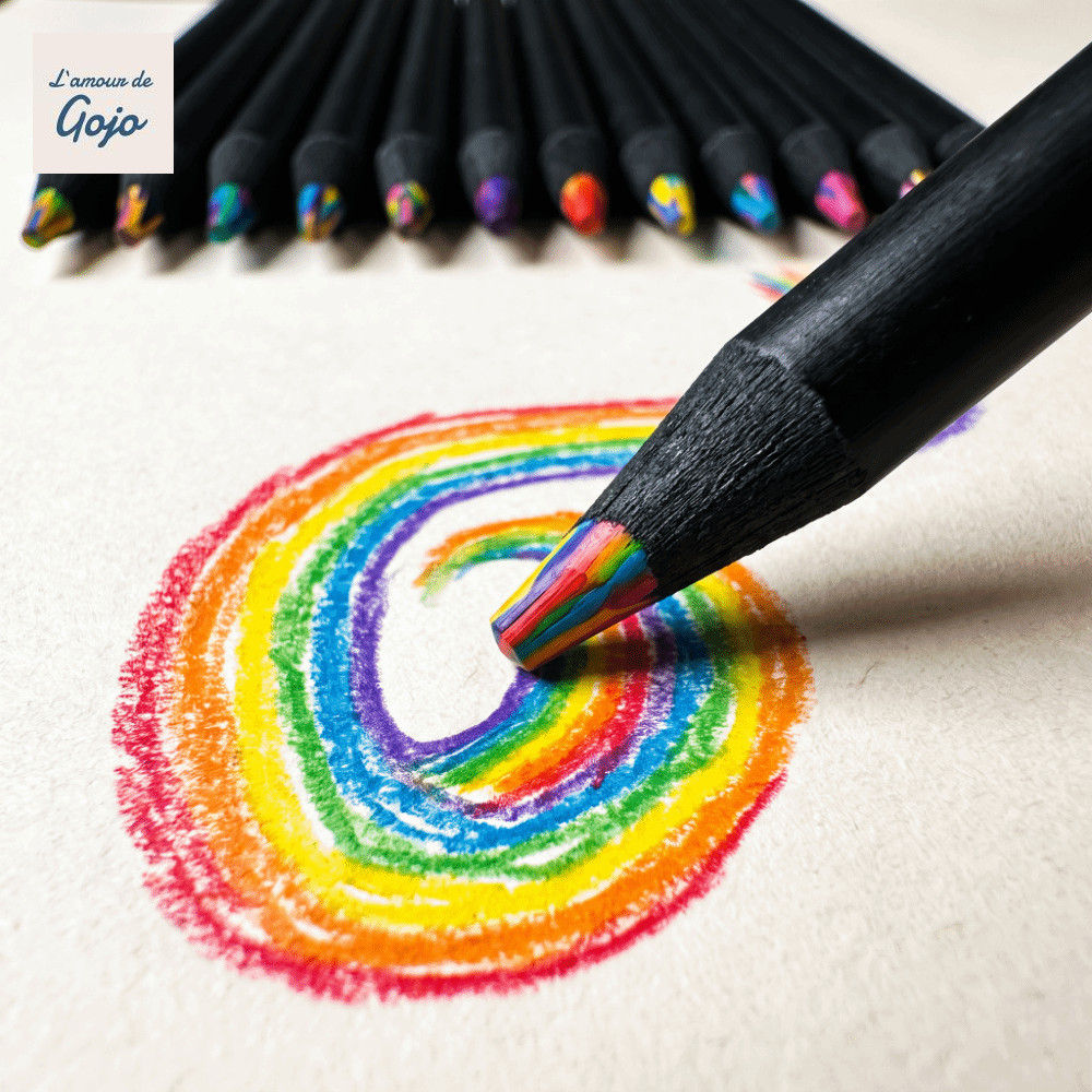 GOJO 12 Cái / hộp Bút Chì Màu, Bút Chì Màu Gradient Cầu Vồng Bằng Gỗ, Văn Phòng Phẩm Lõi Nhiều Màu H