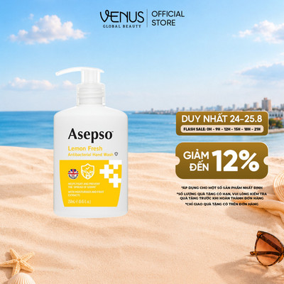 Nước Rửa Tay Kháng Khuẩn ASEPSO Hương Chanh 250ml - Khử Mùi, Dưỡng Ẩm Không Khô