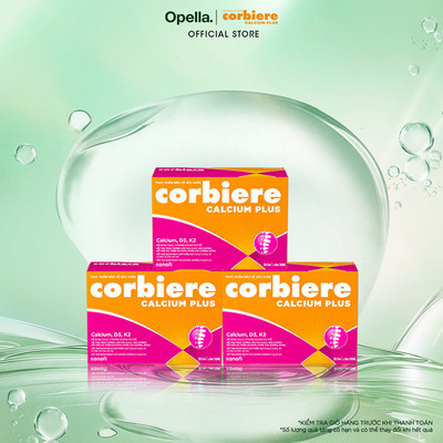 Bộ 3 Thực phẩm bảo vệ sức khỏe Corbiere Calcium Plus Mới - Canxi hữu cơ + D3 + K2