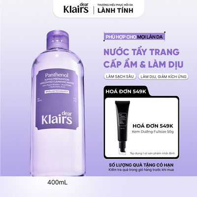 Nước tẩy trang Dear Klairs Supple Preparation Unscented Cleansing Water 400ml [FS]