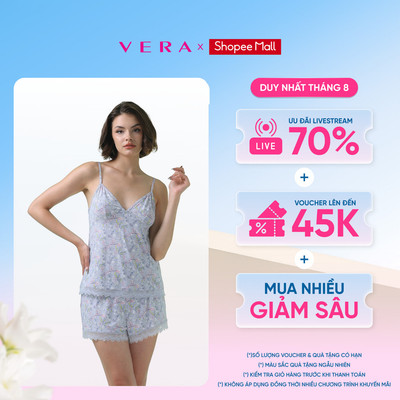 [NEW ARRIVAL] Bộ short nữ Vera polyamide in phối ren  - V0712