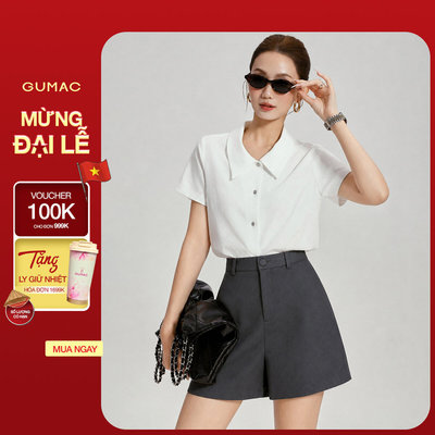 Quần Short Nữ GUMAC Form A Cơ Bản Bản Lưng Rời Túi Xéo Tiện Lợi Có Con Đỉa Thiết Kế Thanh Lịch Tôn Dáng LSHG05058