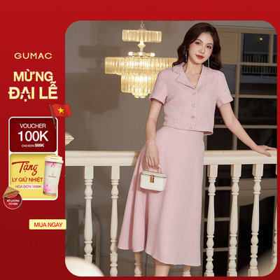 Set lẻ Áo lửng cổ danton  AF01067 - Chân váy nữ GUMAC xòe vải bố  VF01068