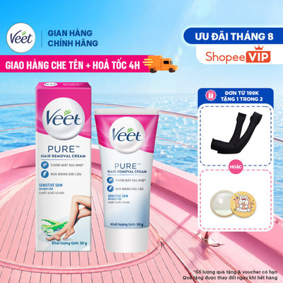 [HỎA TỐC 4H] [MỚI] Kem tẩy lông Veet Pure cho da nhạy cảm 50g, công thức Pure cải tiến