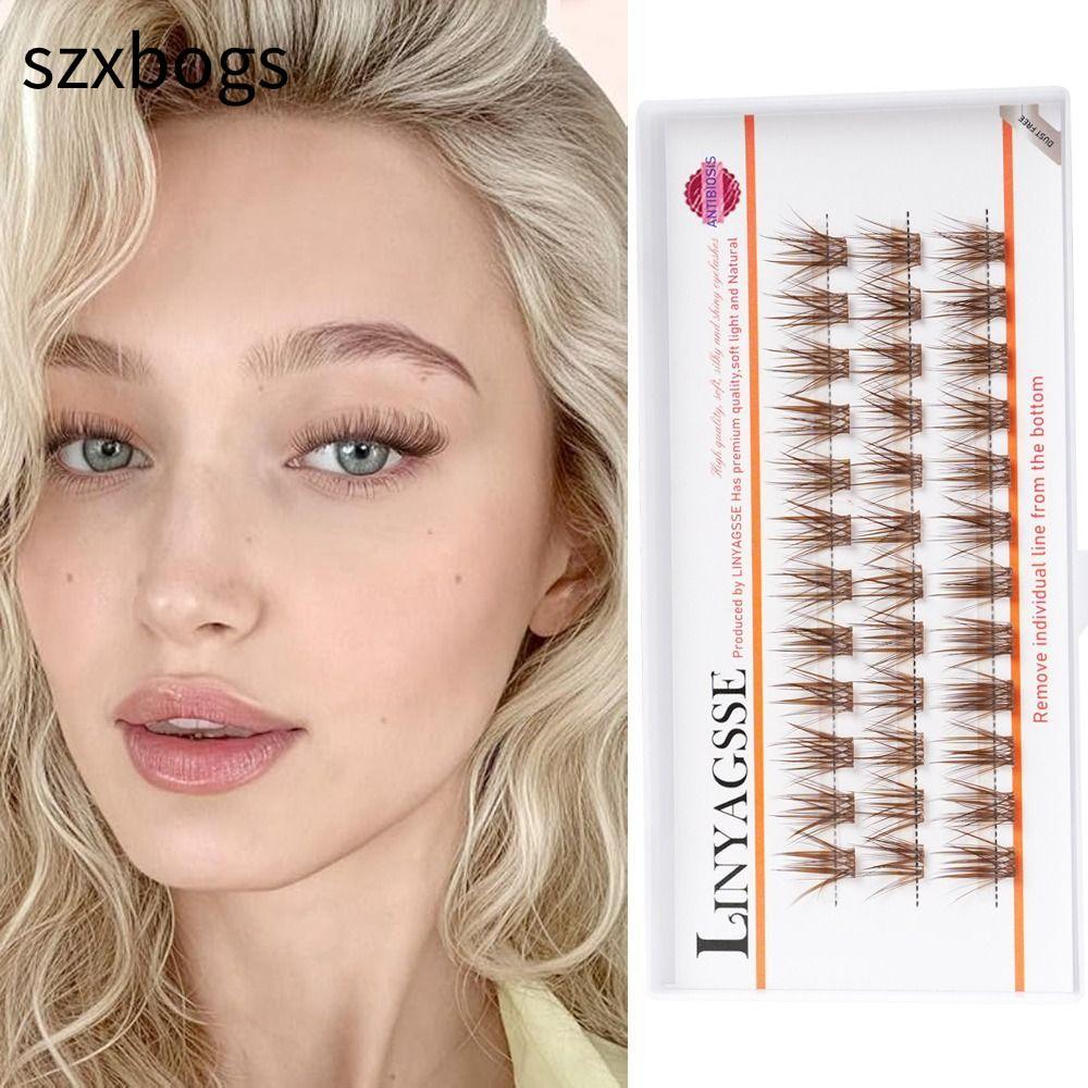 SZXBOGS Lông mi riêng lẻ, 11 ~ 15mm Chiều dài C / D Curl Brown Anime Cụm mi, Lông mi giả cổ tích Wis