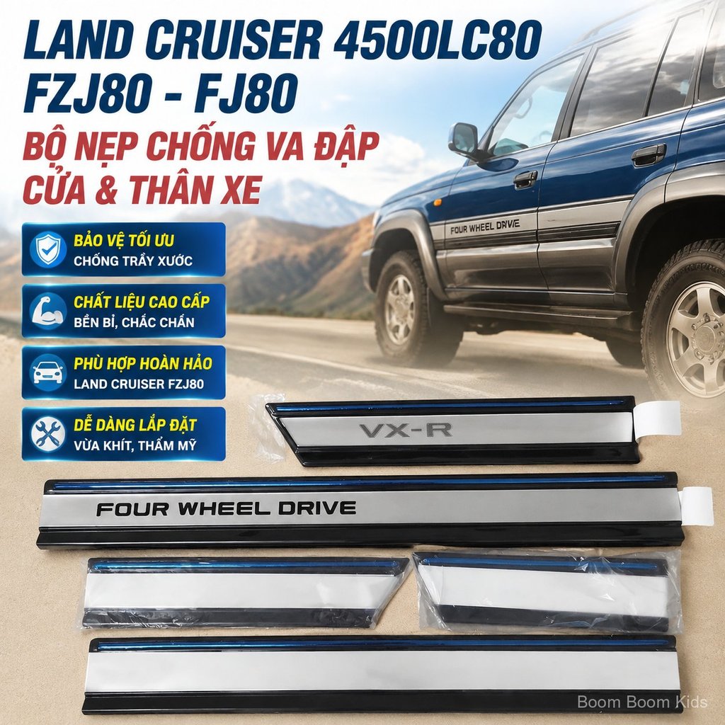 Thanh chống trầy cửa Land Cruiser 4500 LC80 FZJ80, bảo vệ thân xe chống xước, bền đẹp