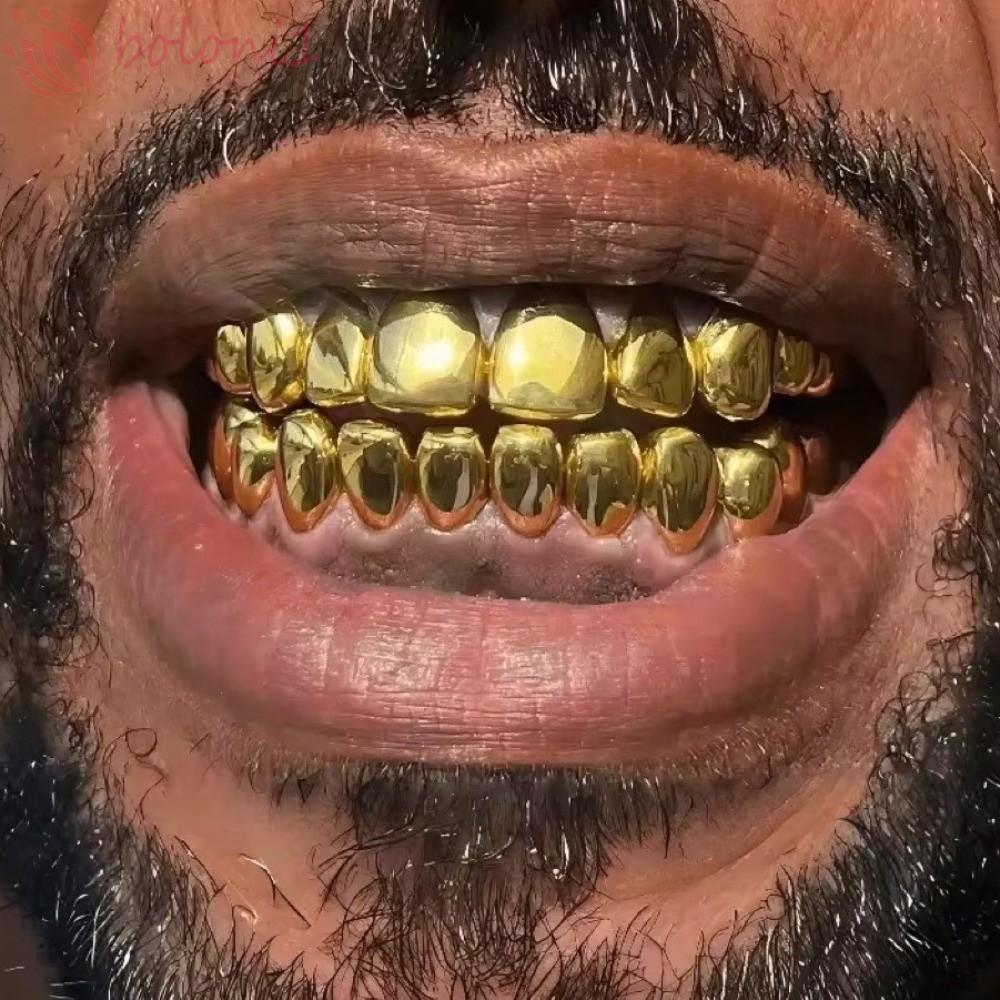Răng Grillz Top Đáy Bộ, Chống Trơn Trượt Sáng Bóng Răng Grillz Mũ, Thời Trang Vàng Bóng Bạc Răng Tra