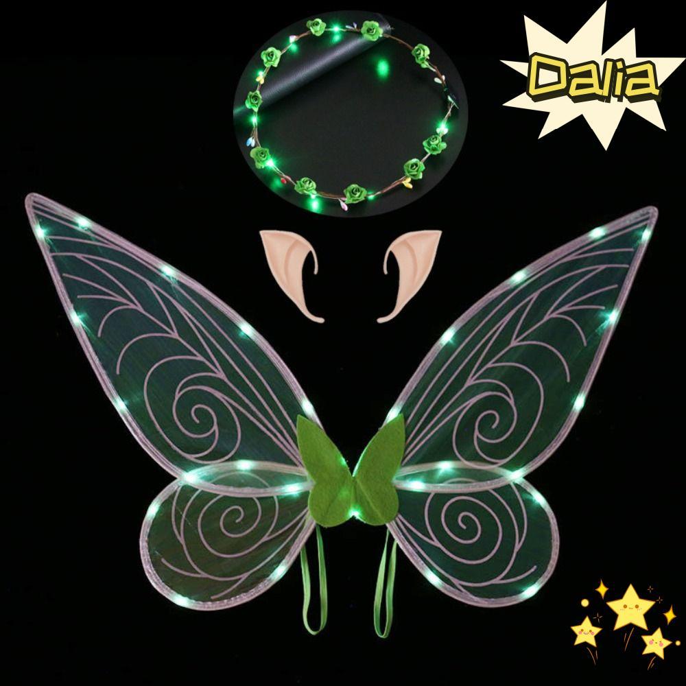 DALIA 1 Bộ Cánh Bướm Cosplay Đạo Cụ Quà Tặng Và Vòng Hoa Trang Phục Phụ Kiện Công Chúa Thiên Thần Dự