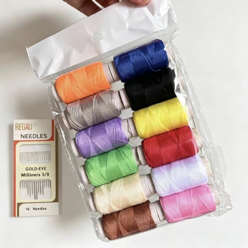 SODO Bộ Chỉ May Di Động 12 Màu 350m Cuộn 16 Kim Cho Du Lịch Sửa Chữa Tay & Máy May Công Trình VN