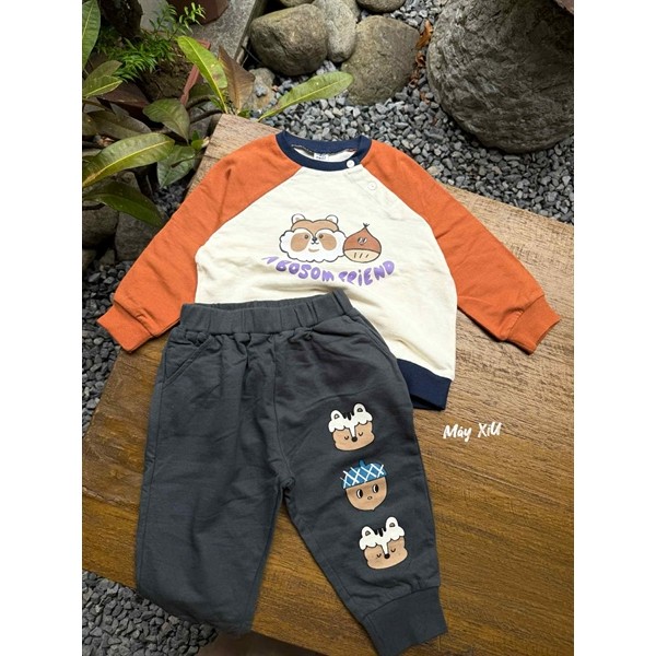 (90,100,110) Bộ nỉ mix họa tiết hạt dẻ Molli ecquse08 cho bé trai