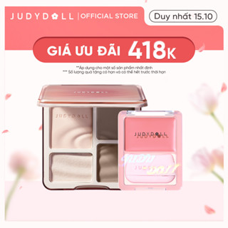 [Combo 2] Bảng Phấn Bắt Sáng Tạo Khối & Má Hồng Kem JUDYDOLL Mịn Da Bền Màu Căng Bóng