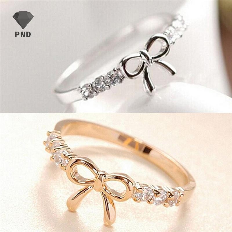 PND Hot Fashion Nữ Trang Sức Gợi Cảm Nóng Đơn Giản Nữ Pha Lê Nơ Nhẫn raoog