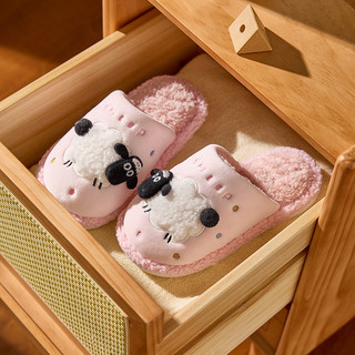  Cheerful Mario dép bông cừu Bé Gái Màu Hồng Dép lông Ấm Áp Mùa Đông Giày dép Cotton Gia Đình Thời Trang Cho Trẻ Em 