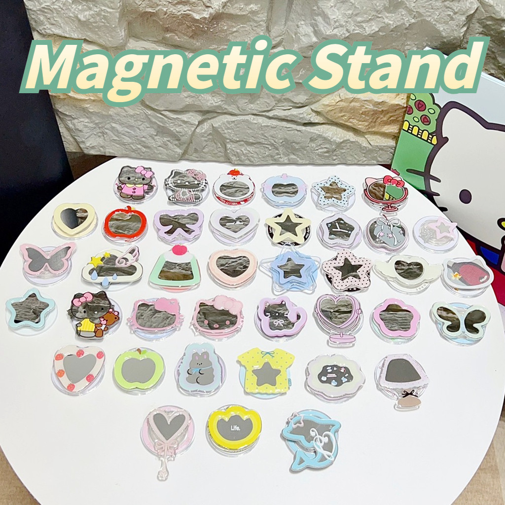 Giá Đỡ Điện Thoại Thu Hút Từ Chân Đế Thiết Kế Gương Hello Kitty Trái Tim Tình Yêu Ngôi Sao Bướm Có Thể Gập Lại Đứng Cho Điện Thoại Di Động Khỏa Thân Magsafe Case Máy Tính Bảng Điện Thoại Di Động Giá Đỡ Chống Rơi