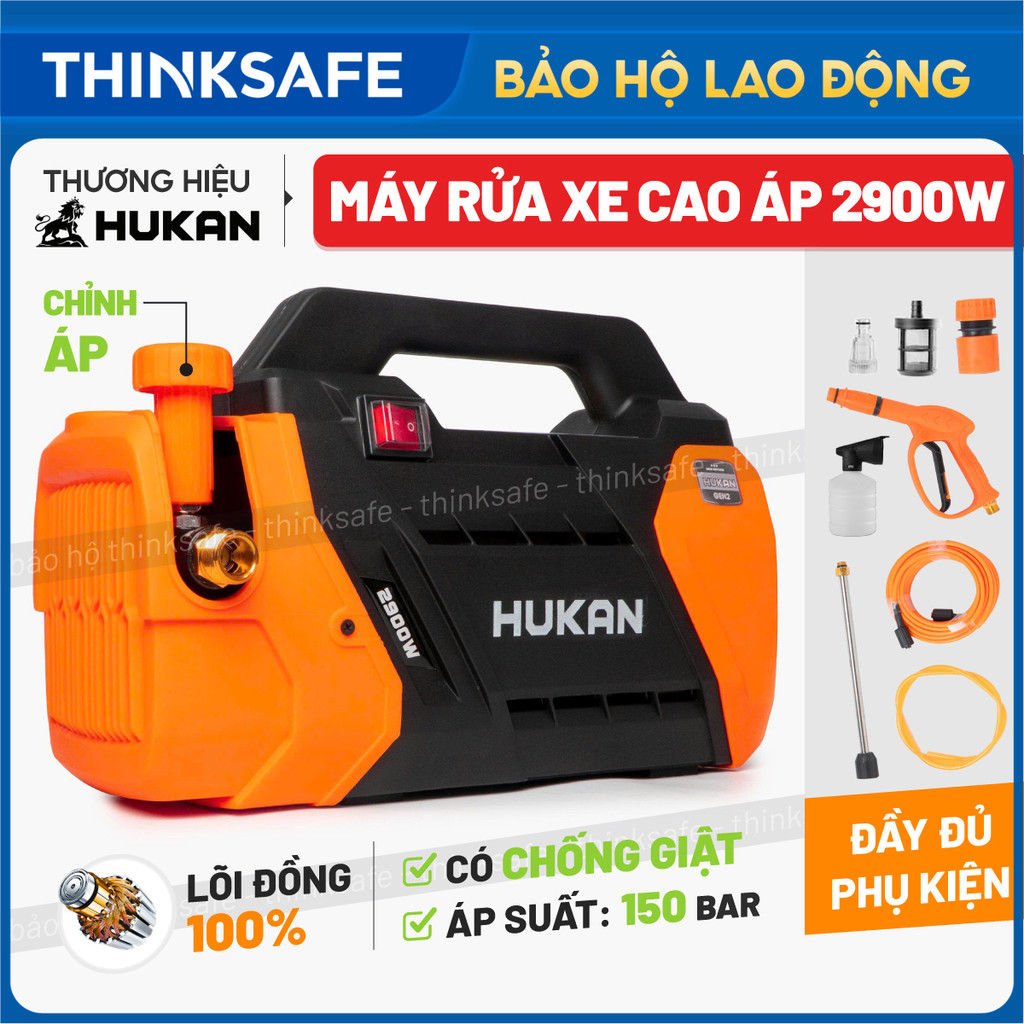 Máy rửa xe chỉnh áp HUKAN G2-R7LUX 2900W, dây đồng phiên bản mới công tắc chống giật Máy xịt rửa ô t