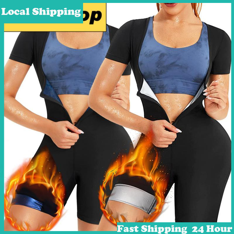 Local Shipping 3-in-1 Zipper Sauna Suit Shapewear for Women Full Body Tummy Control Shapewear Bodysu