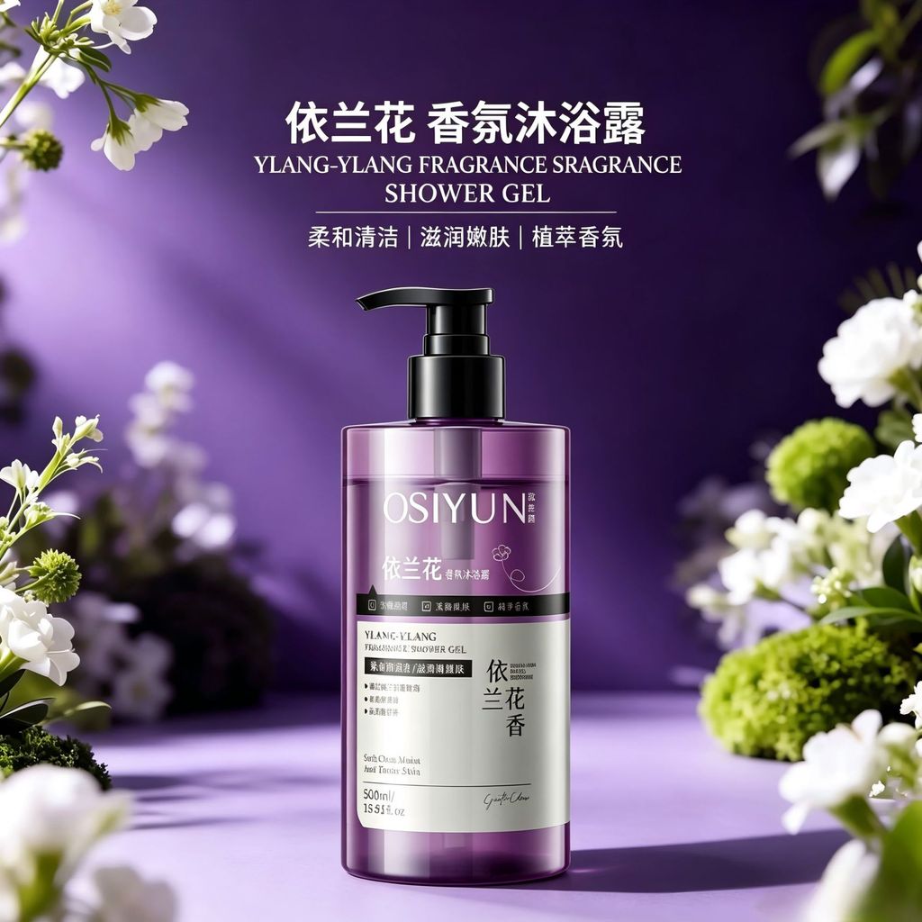 Sữa tắm Osiyun Ylang-Ylang Làm sạch trẻ hóa Sữa tắm thơm Ylang-Ylang Dưỡng ẩm Vòi hoa sen dung tích 