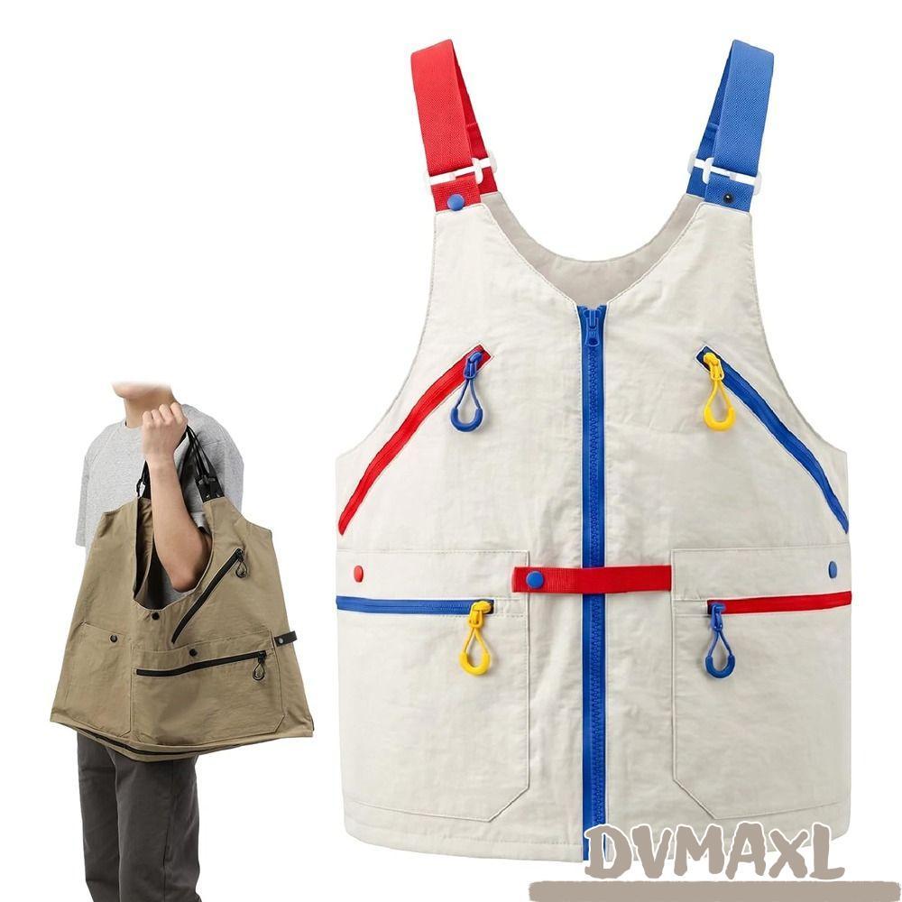 Túi vest mui trần DVMAXL, Túi nhiều túi Nylon đeo được, Thiết kế mui trần Ba lô đeo ngoài trời 2 tro