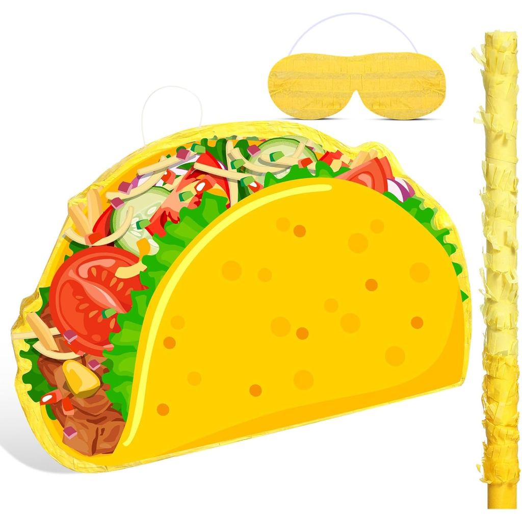 Taco Piñata Mexico Piñata Đảng Ủng Hộ Bao Gồm Gậy Bịt Mắt Bát Cho Sinh Nhật Cinco De Mayo Trang Trí 