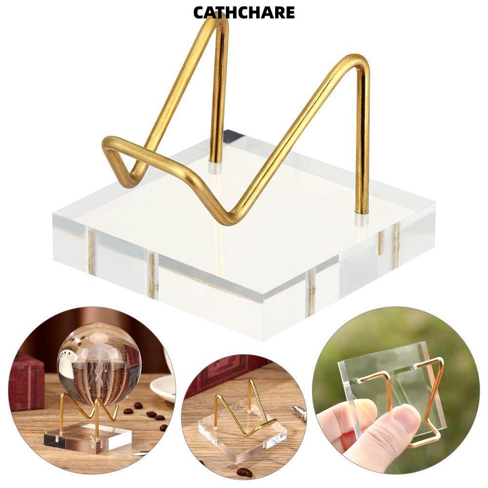 CATCHARE294 Giá đỡ hình cầu thủy tinh trong suốt Đá mã não bằng kim loại Giá đỡ màn hình Acrylic