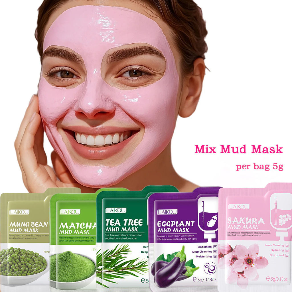 Mặt nạ đất sét thanh lọc trong túi, dành cho da Hỗ trợ giảm mụn, dầu & kết hợp, làm sạch sâu, giải đ