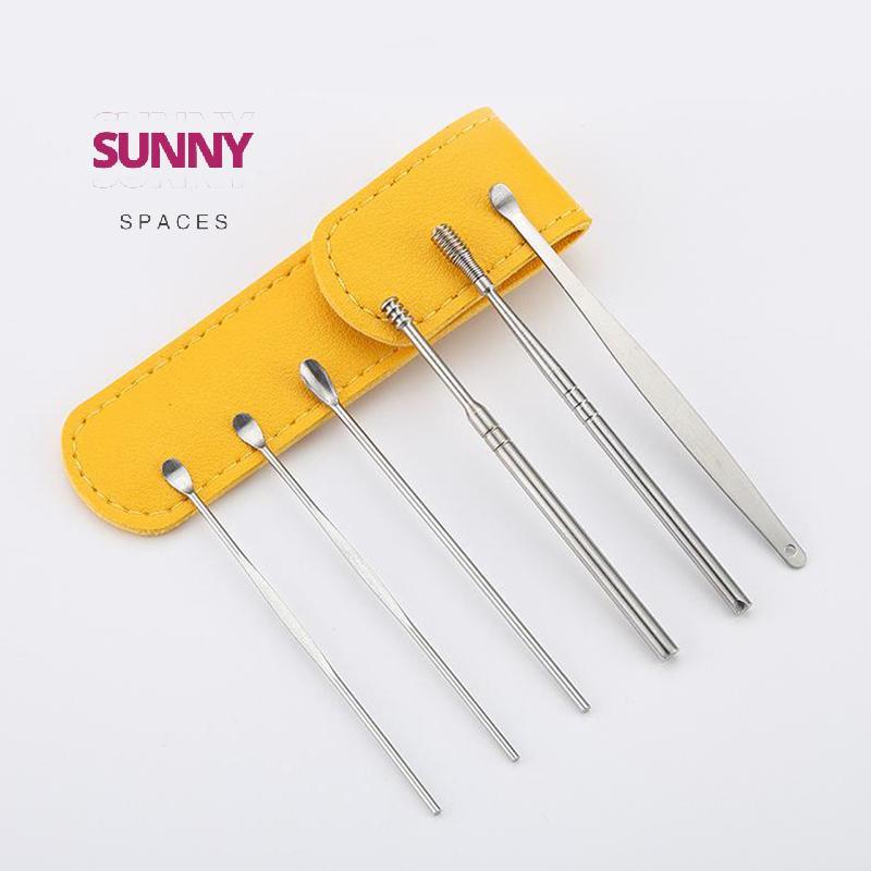 [Sunny Spaces] 6 Cái / bộ Dụng Cụ Làm Sạch Tai Sáp Piers Thép không gỉ Earpi Wax Remover Piercing Ki