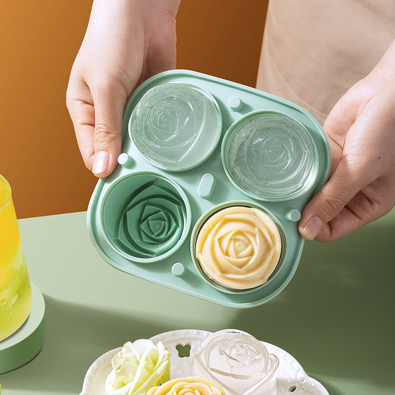 Magic Kitchen Rose Ice Cube Mold Frozen Ice Cube Whisky Ice Box Silicone Ice Tray Tủ Lạnh Làm Đá Dụn