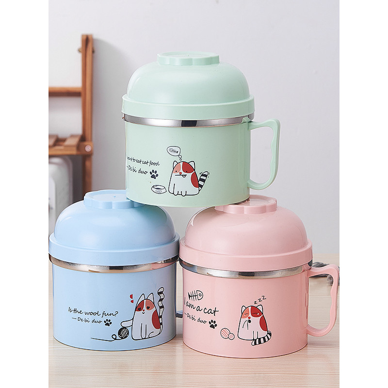 Bát ăn liền bằng thép không gỉ 304 có nắp Bát súp Mì ăn liền Cốc Salad Bát cơm Hộp cơm trưa căng tin