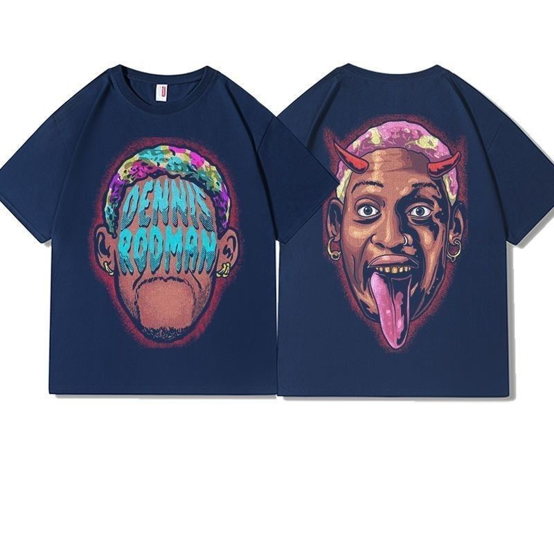 Phong Cách Mới DENNIS RODMAN Mỹ Retro RODMAN In Niche Hip Hop Street Tay Ngắn