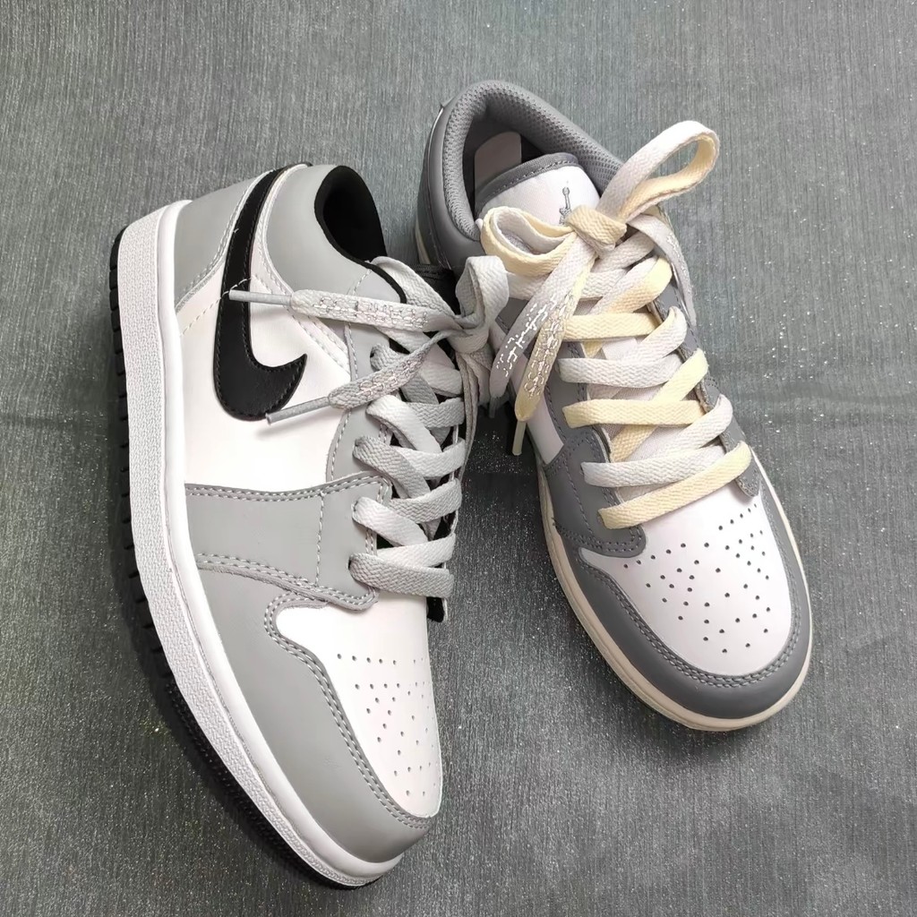 Thích hợp cho AJ1 cổ điển thấp màu xám Retro Xám Trắng Xám Kem Màu Fearless Mandarin Duck AF1 Cặp Dâ