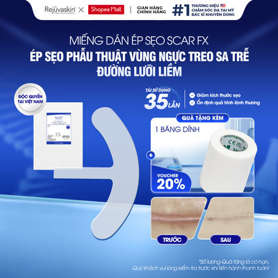 Miếng Dán Sẹo Nâng Ngực Sa Trễ Rejuvaskin Scar FX Breast Piece - Hình Lưỡi Liềm - Xóa Mờ Sẹo Ngực