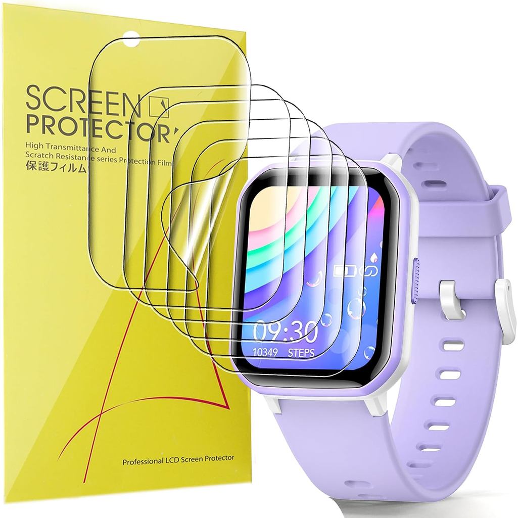 Tương thích với Bộ bảo vệ màn hình đồng hồ thông minh trẻ em YOUSOKU, khăn choàng [6 Gói] Phim trong