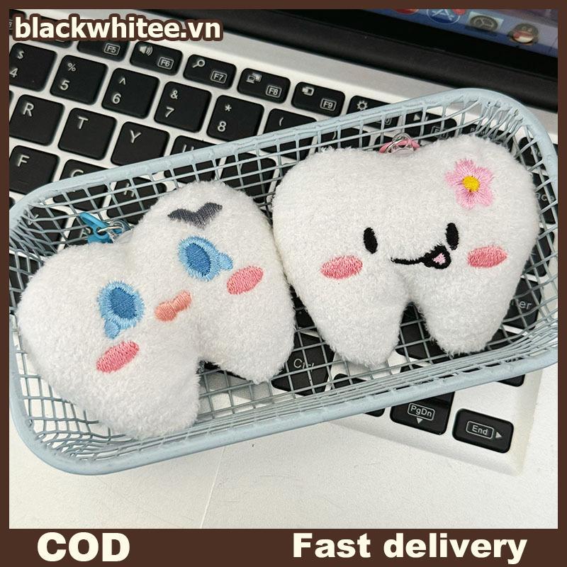 BWHTE Hoạt Hình Dễ Thương Răng Sang Trọng Móc Khóa Thời Trang Kawaii Mềm Nhồi Bông Mặt Dây Chuyền Ke