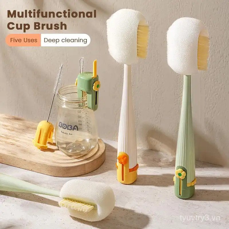 5 trong 1Bottle & StrawCleaningBrush – MultifunctionToolforBottles, Cups, Ống hút (/ JaineGreen) -su