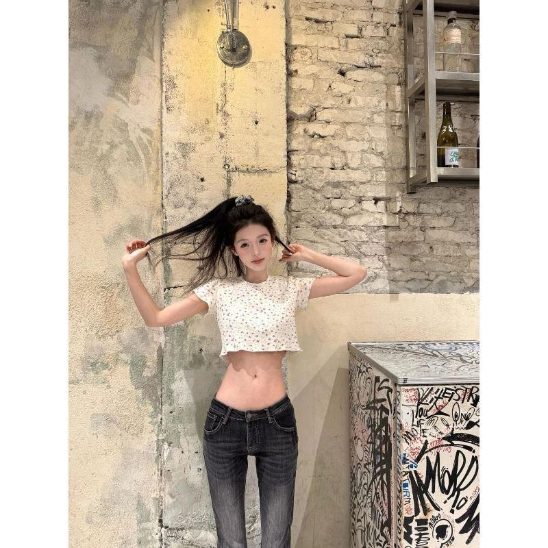 [Giảm giá 50%] Áo thun ngắn tay hoa trắng dành cho nữ Mùa hè Phong cách mới Slim-Fit Slim-Fit Slimme