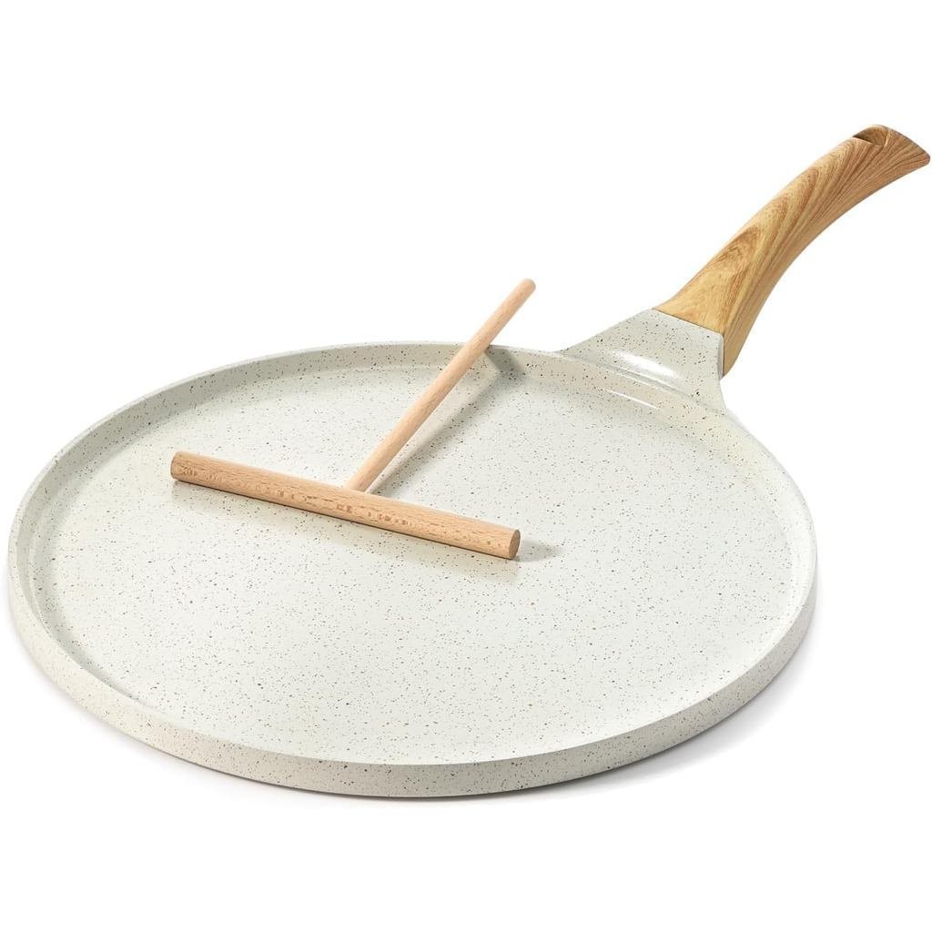 SENSARTEN Non-Stick Frying Pan, with Spatula, 10-Inch Ceramic Coating Dosa Frying Pan, Pancake Pan, 