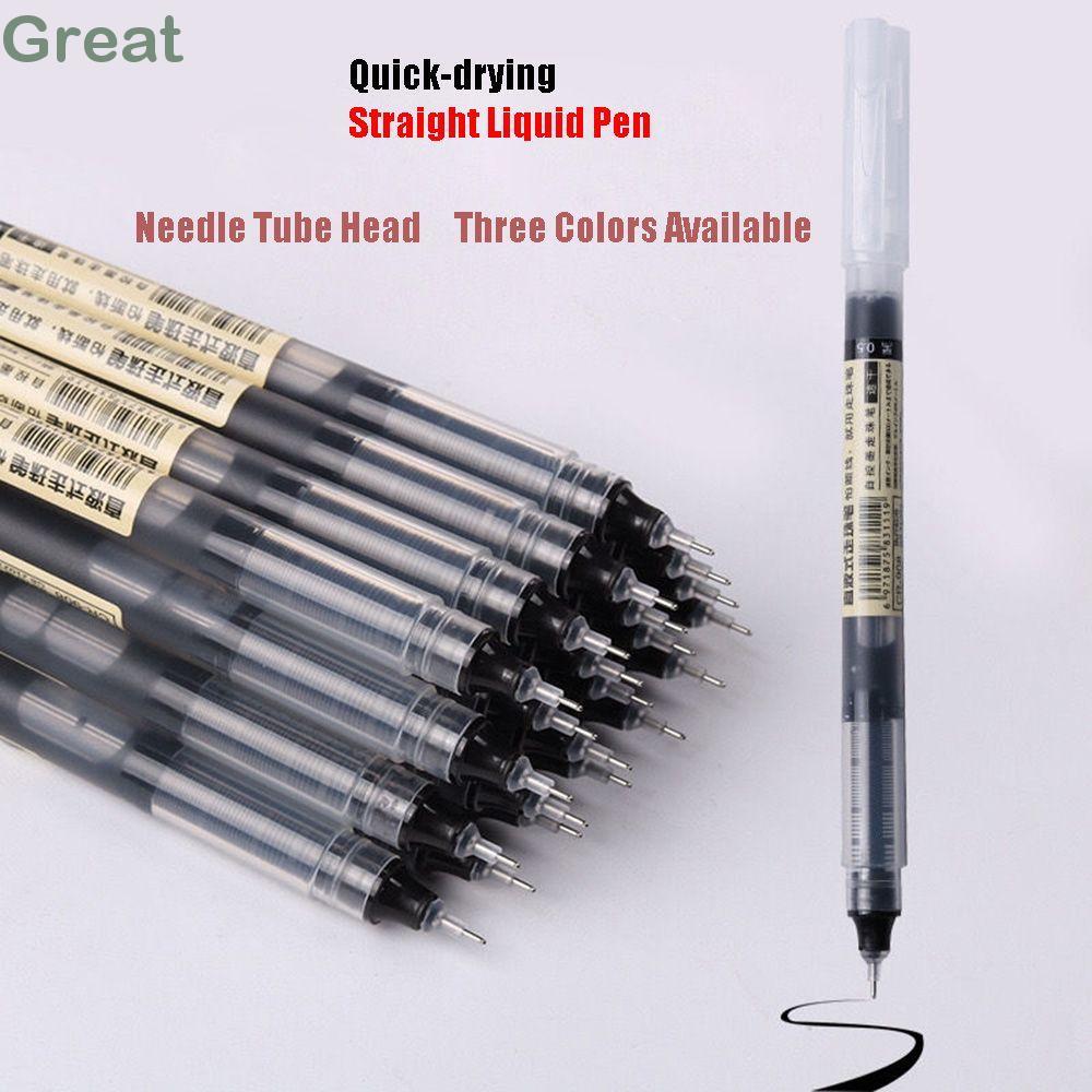 GREAT Straight Liquid Pen Full Needle Tube Văn phòng phẩm Khả năng viết cao Thi Rollerball Pen