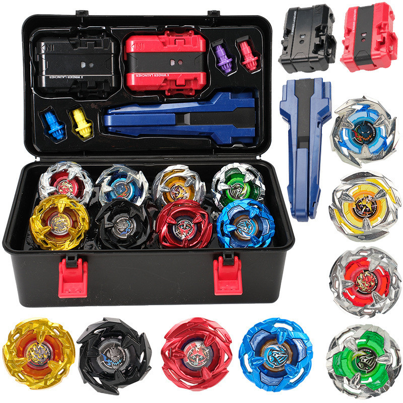 Toy tool box set with explosive strap and two-way children's launcher3z Attack Battle Gyro Spiral Bu