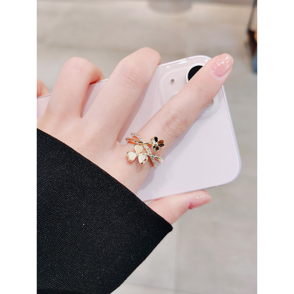 LYNNROMAN Sang Trọng Opal Hoa Nhẫn Nữ Cao Cấp Niche Chỉ Số Ngón Tay Nhẫn Opal Độc Đáo Nhẫn