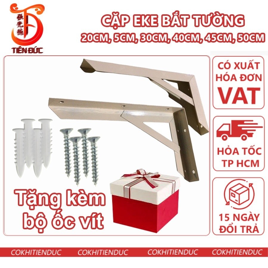 Cặp Eke Vàng bắt tường 50 CM Kệ, Ke Góc Vuông chữ L Nam Phát 50cm
