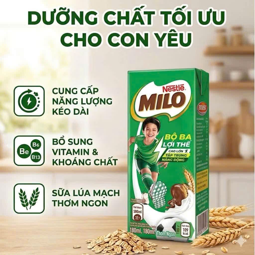 Date Mới - Thùng Sữa Milo 48 Hộp x 180ml | Nestlé Milo Chính Hãng | Bán Sỉ Giá Tốt